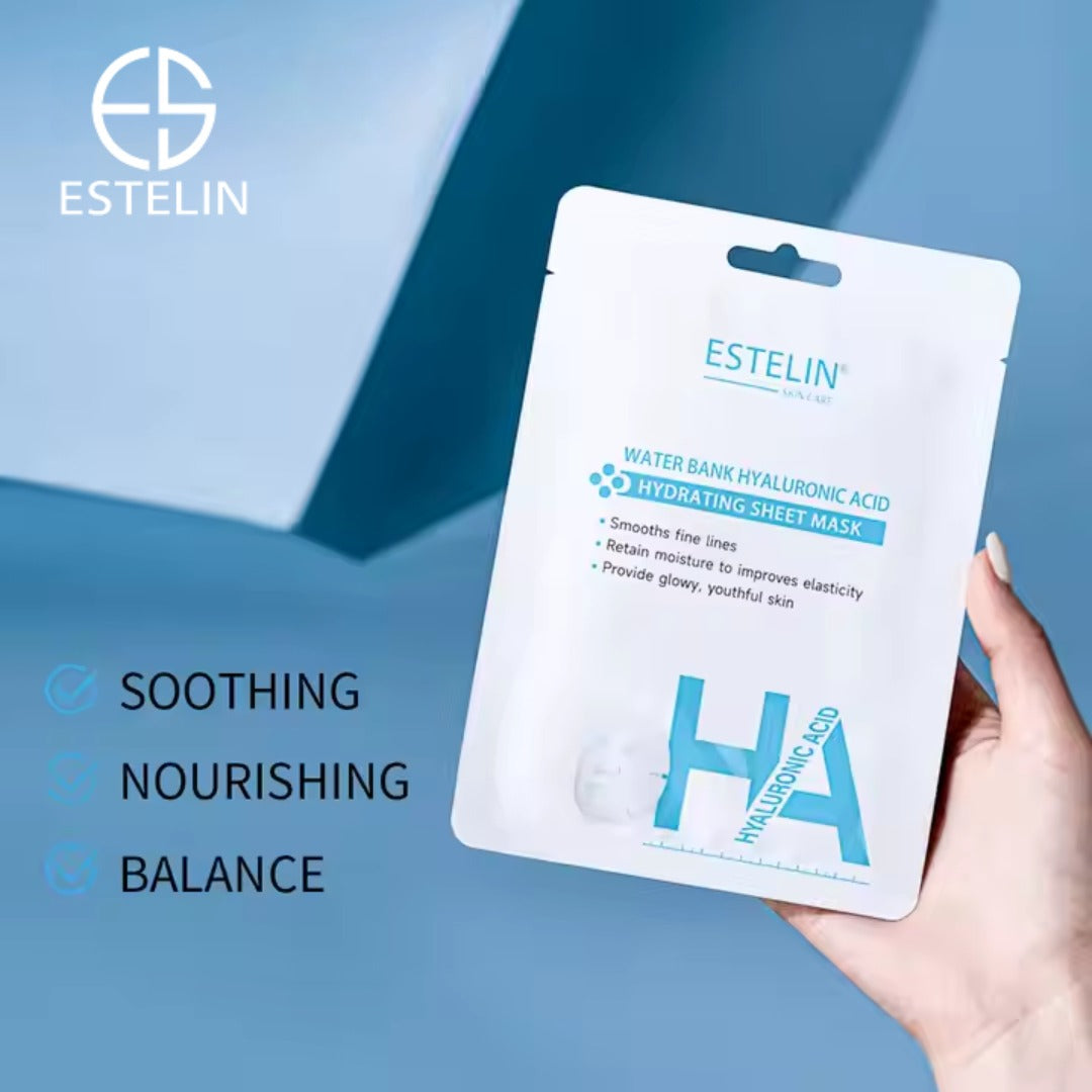 Estelin Water Bank Hyaluronic Acid Hydrating Sheet Mask (Pack of 10)
