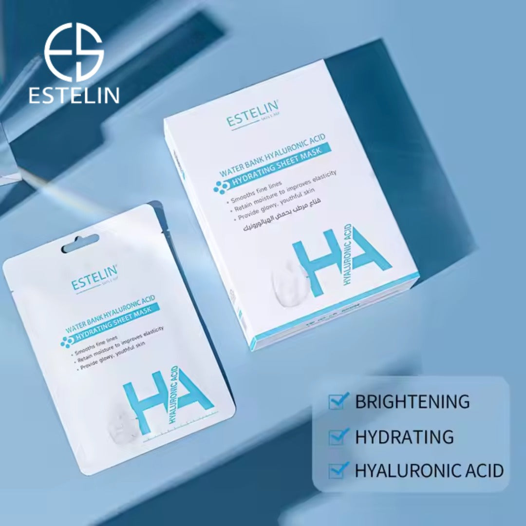 Estelin Water Bank Hyaluronic Acid Hydrating Sheet Mask (Pack of 10)