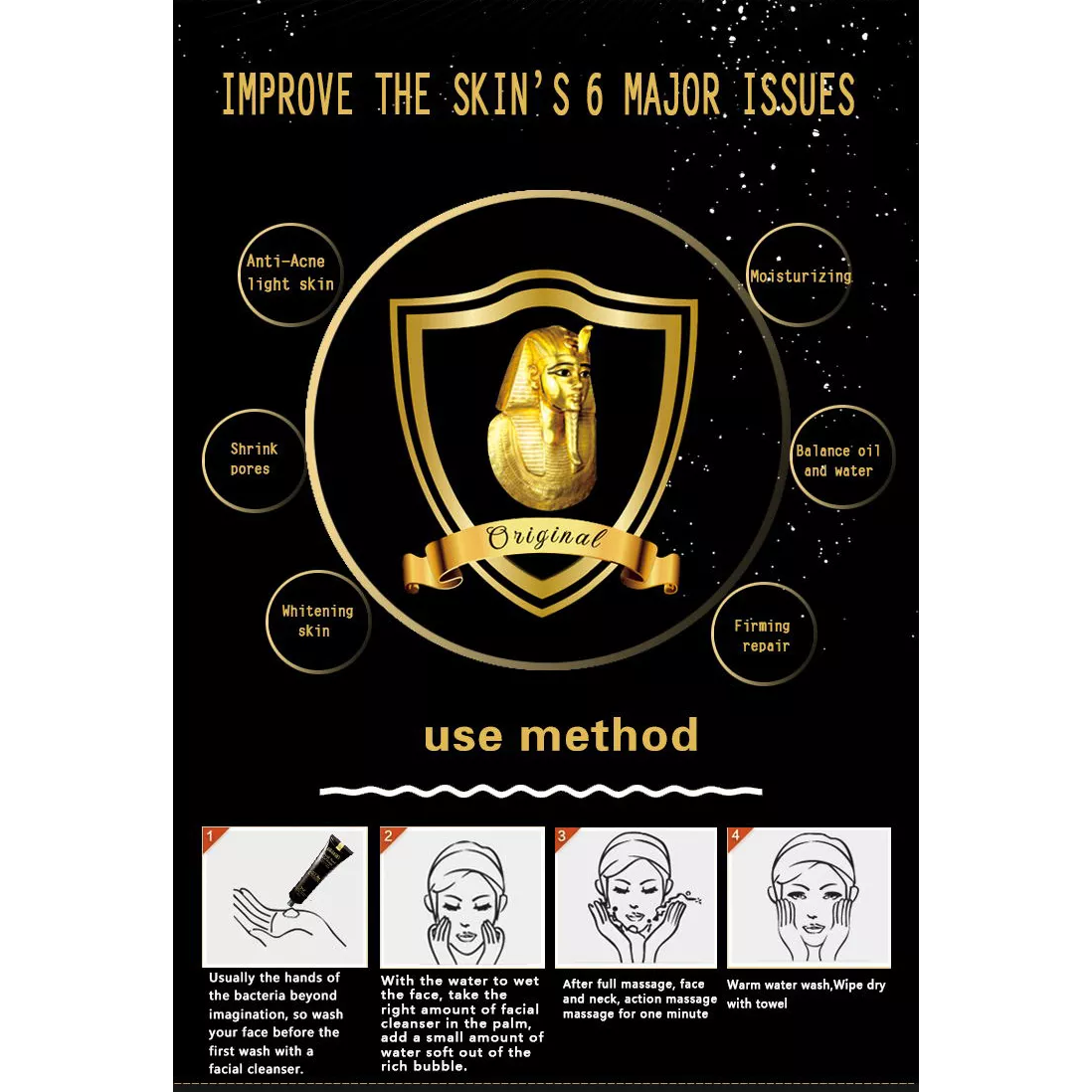 Dr. Rashel 24K Gold Facial Wash Gel Foam with Real Gold Atoms and Collagen