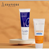 Combo- Ceuticoz Curalite Exfoliating Face Wash & Uvicoz Aqua Gel Sunscreen Spf 30+