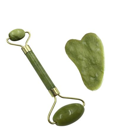 Real Stone Roller and Gua Sha - Green