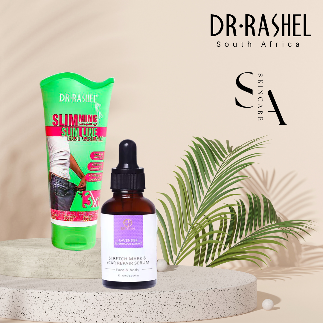 Combo - Dr. Rashel Slimming Slim Line Hot Cream & Estelin Lavender Essential Oil Extract Stretch Mark, Scar Repair Serum
