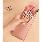 8 Piece Mini Makeup Brushes - Dark Pink