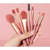 8 Piece Mini Makeup Brushes - Dark Pink