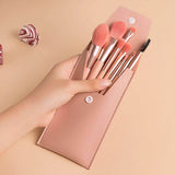 8 Piece Mini Makeup Brushes - Light Pink