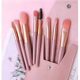 8 Piece Mini Makeup Brushes - Dark Pink
