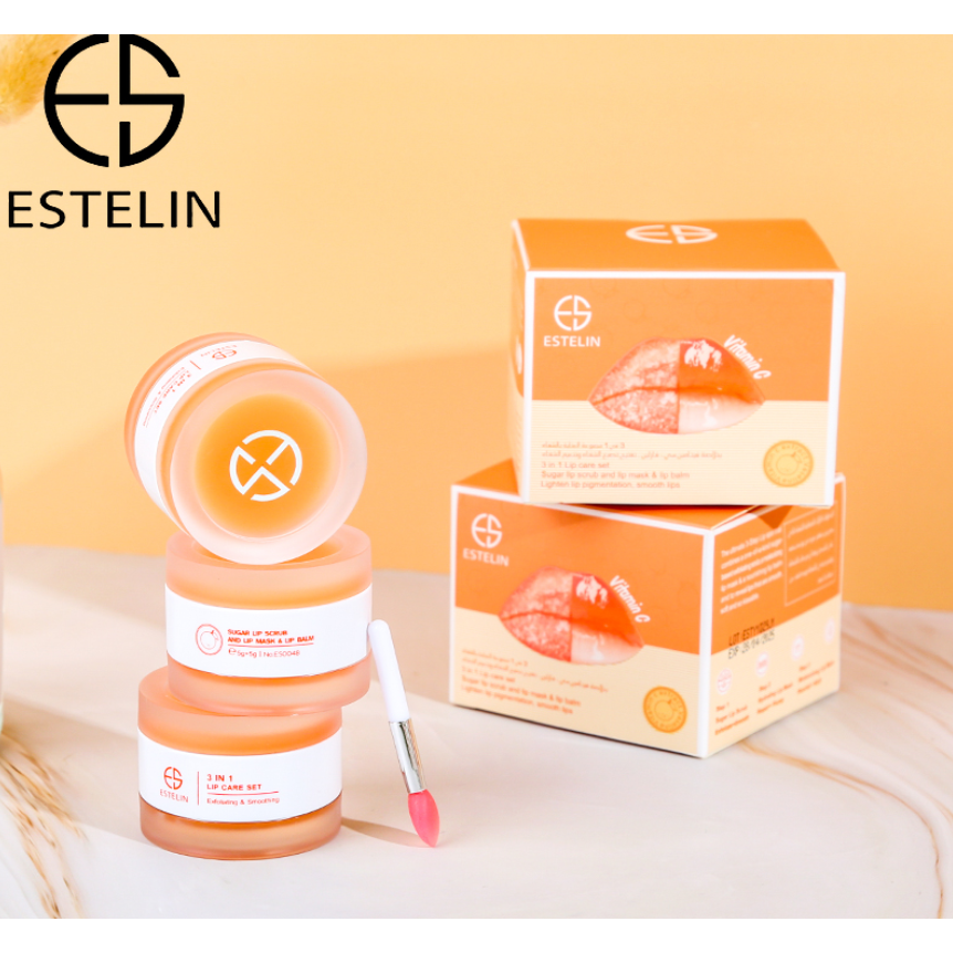 Combo - Estelin 3 in 1 Lip Care Set Peach & Vitamin C