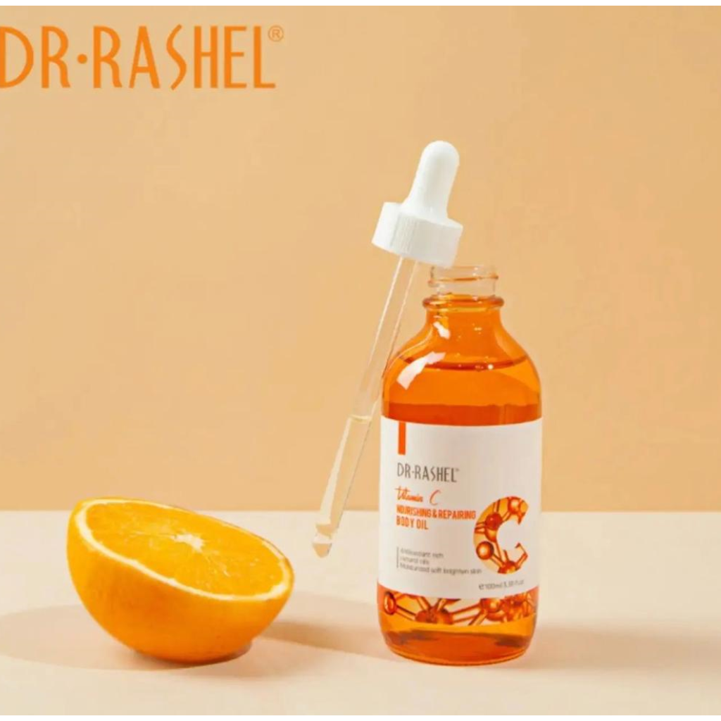 Combo - Dr. Rashel Vitamin C Brightening & Nourishing Body Lotion,  Face/Body Scrub & Body Oil